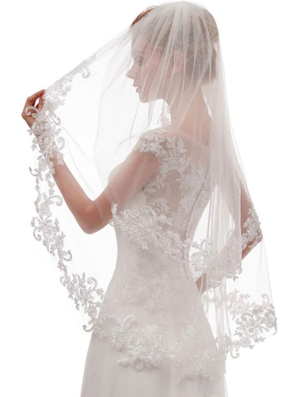 Elegant Short 2-Tier Wedding Bridal Veil with Comb for Brides, L24